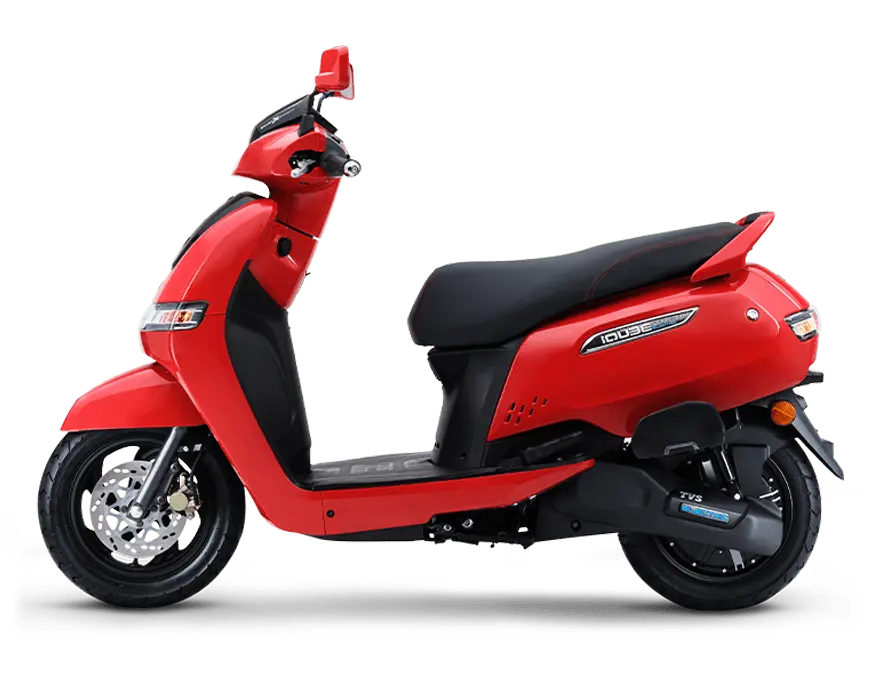 TVS iQube Electric Scooter Shinning Red Colour Left Side View